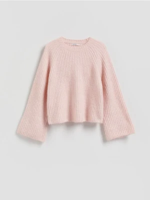 Reserved - Sweter z wełną i moherem - pastelowy róż
