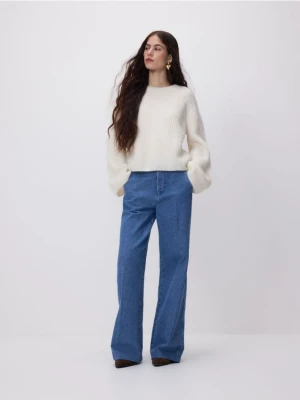 Reserved - Sweter z wełną i moherem - złamana biel