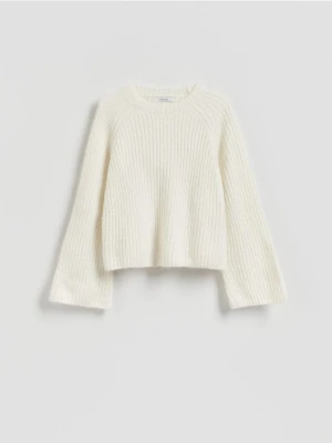 Reserved - Sweter z wełną i moherem - złamana biel