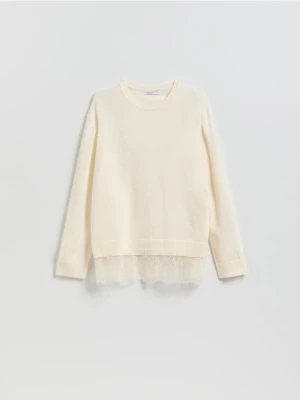 Reserved - Sweter z wełną - kremowy