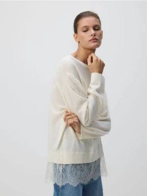 Reserved - Sweter z wełną - kremowy