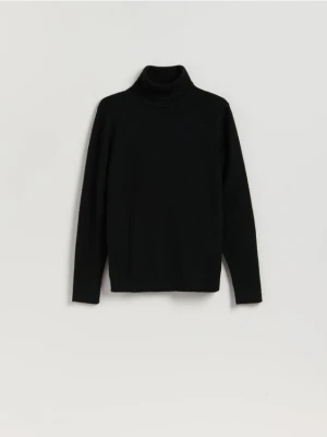 Reserved - Sweter z wełną merino - czarny