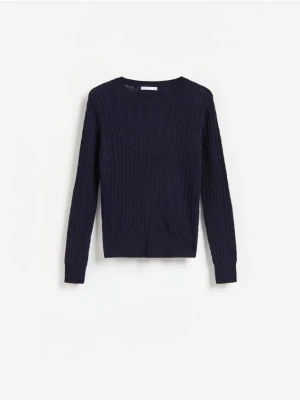Reserved - Sweter z wełną merino - granatowy