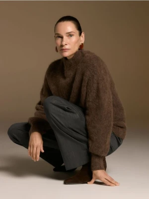 Reserved - Sweter z wełną z alpaki - brązowy