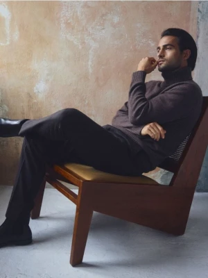 Reserved - Sweter z wełną z jaka - brązowy