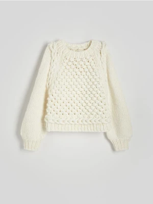 Reserved - Sweter z wełną - złamana biel