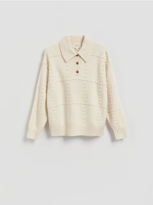 Reserved - Sweter z wełną - złamana biel