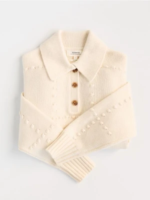 Reserved - Sweter z wełną - złamana biel