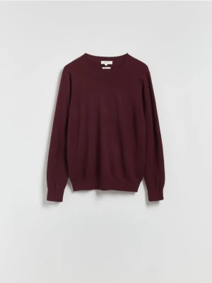 Reserved - Sweter z wełny merino - bordowy