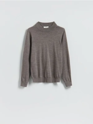 Reserved - Sweter z wełny merino - brązowy