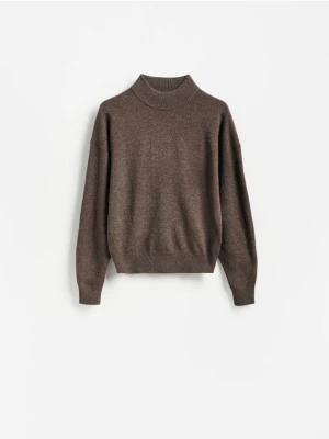 Reserved - Sweter z wełny merino - brązowy