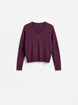 Reserved - Sweter z wełny merino - burgundowy