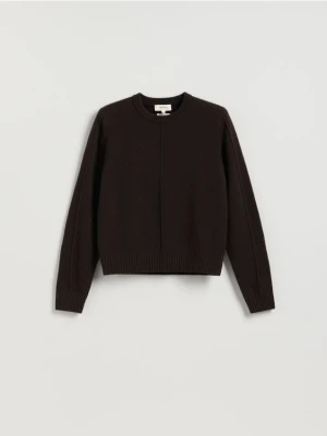 Reserved - Sweter z wełny merino - ciemnobrązowy