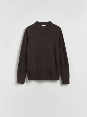 Reserved - Sweter z wełny merino - ciemnobrązowy