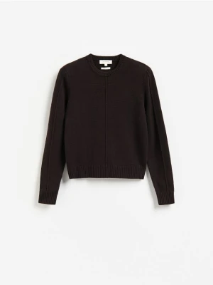 Reserved - Sweter z wełny merino - ciemnobrązowy