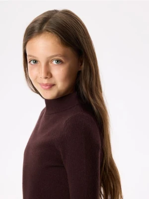 Reserved - Sweter z wełny merino - ciemnobrązowy