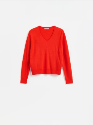 Reserved - Sweter z wełny merino - czerwony