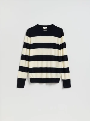 Reserved - Sweter z wełny merino - granatowy