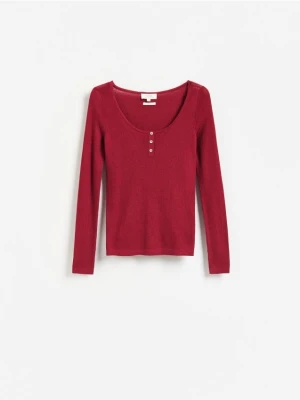 Reserved - Sweter z wełny merino - koralowy
