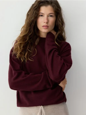 Reserved - Sweter z wełny merino - mahoniowy
