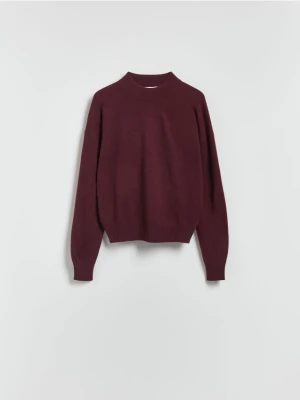 Reserved - Sweter z wełny merino - mahoniowy