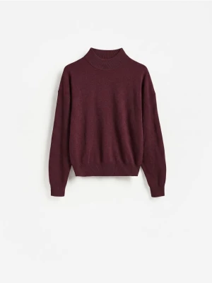 Reserved - Sweter z wełny merino - mahoniowy
