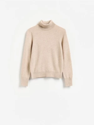 Reserved - Sweter z wełny merino z dodatkiem kaszmiru - beżowy