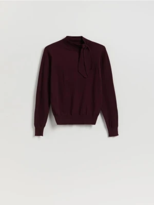 Reserved - Sweter z wiązaniem - mahoniowy