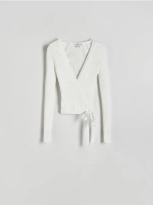 Reserved - Sweter z wiązaniem - złamana biel