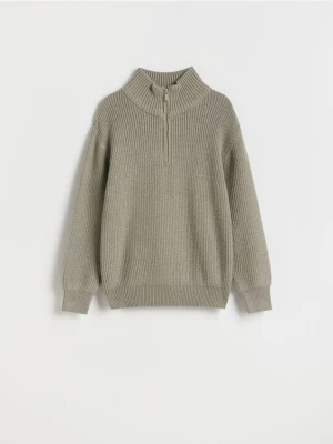 Reserved - Sweter z wiskozą - oliwkowy