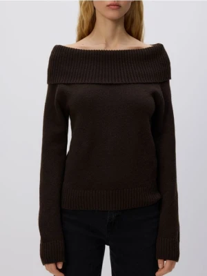 Reserved - Sweter z wykładanym golfem - brązowy