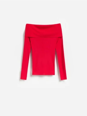 Reserved - Sweter z wykładanym golfem - czerwony