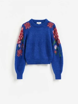 Reserved - Sweter z żakardowym wzorem - niebieski