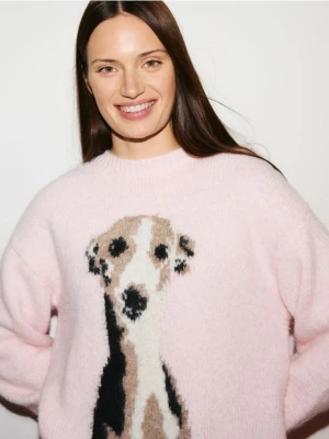 Reserved - Sweter z żakardowym wzorem - pastelowy róż