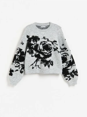 Reserved - Sweter z żakardowym wzorem - szary