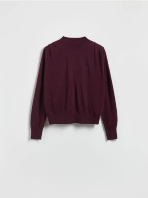 Reserved - Sweter z zakładkami na ramionach - ciemnofioletowy