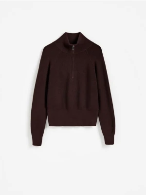 Reserved - Sweter z zapięciem na zamek - brązowy