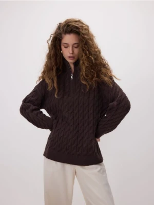 Reserved - Sweter z zapięciem na zamek - ciemnobrązowy