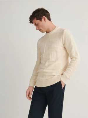 Reserved - Sweter ze strukturalnej dzianiny - beżowy