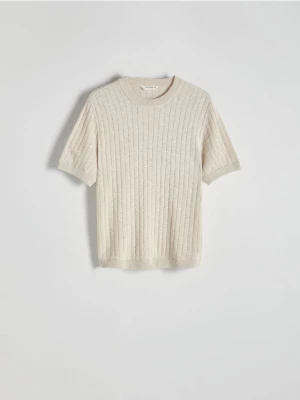 Reserved - Sweter ze strukturalnej dzianiny - beżowy