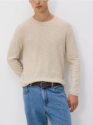 Reserved - Sweter ze strukturalnej dzianiny - beżowy