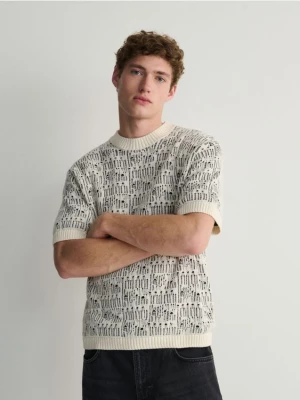 Reserved - Sweter ze strukturalnej dzianiny - biały