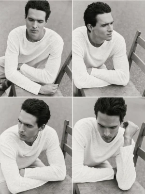 Reserved - Sweter ze strukturalnej dzianiny - biały