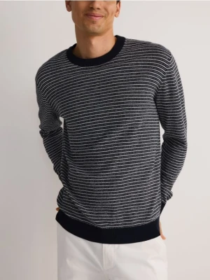 Reserved - Sweter ze strukturalnej dzianiny - granatowy