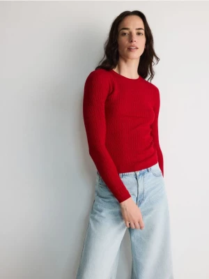 Reserved - Sweter ze strukturalnym splotem - czerwony