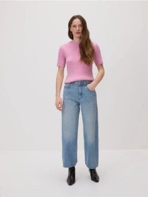 Reserved - Sweter ze strukturalnym splotem - różowy