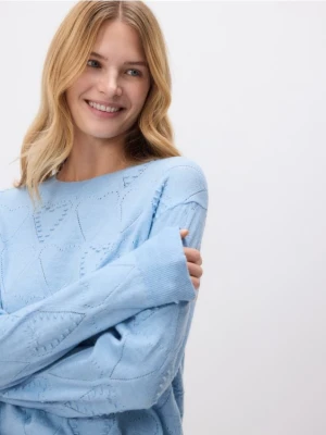 Reserved - Sweter ze strukturalnym wzorem - jasnoniebieski