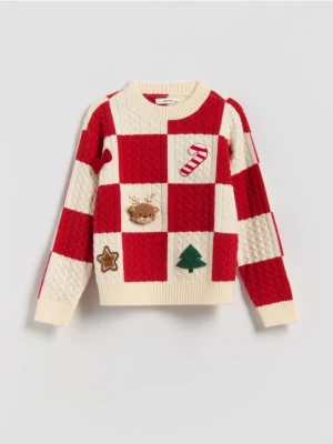 Reserved - Sweter ze świąteczną aplikacją - wielobarwny