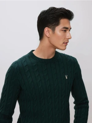 Reserved - Sweter ze świątecznym wzorem - ciemnozielony