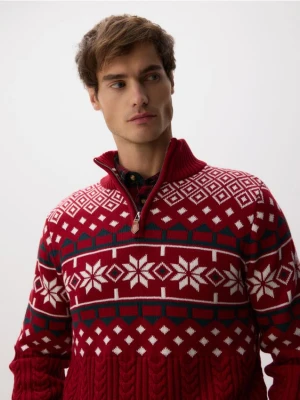 Reserved - Sweter ze świątecznym wzorem - czerwony